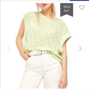 NWOT Free People Halo Knit Tee Striped Shirt Lime